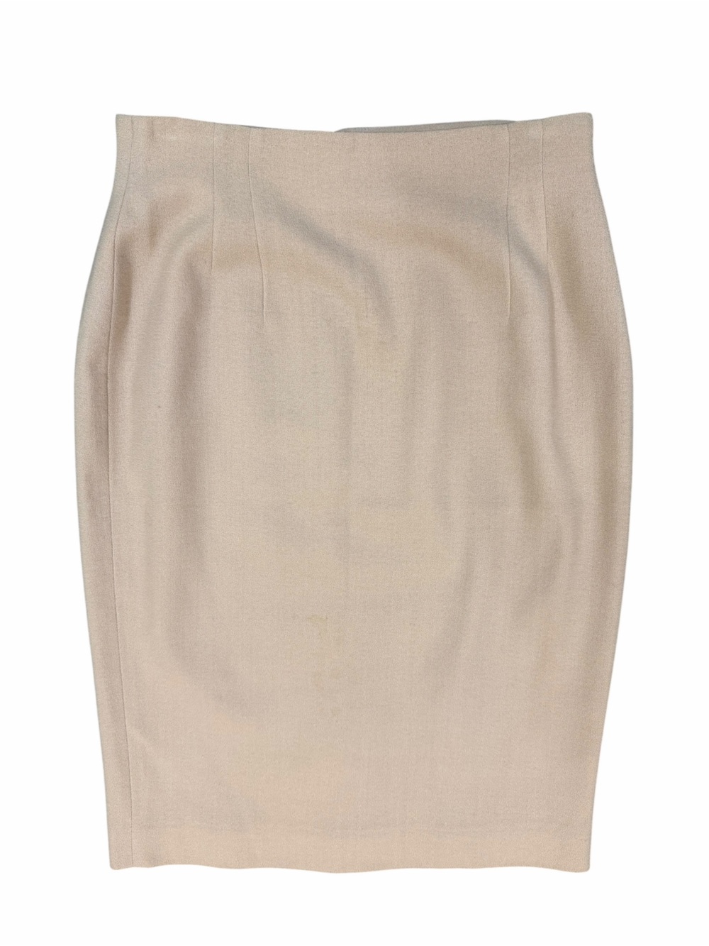 Jones New York 100% Worsted Wool Pencil Skirt Beige Tan Career Midi Skirt USA 6